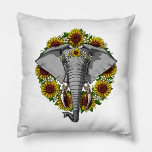 Elephant Sunflowers Pillow