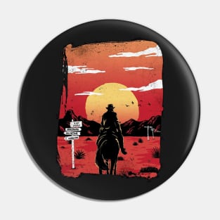 Lone Rider at Sunset Pin