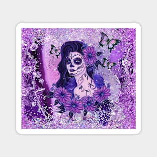 Daisy day of the dead by Renee Lavoie Magnet