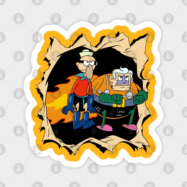 Mermaid Man and Barnacle Boy break the fourth wall Magnet by svthyp