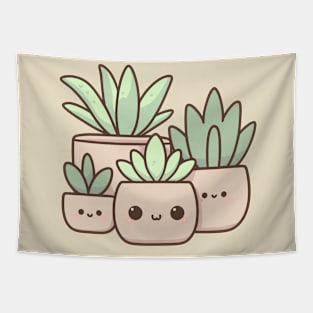 Cute House Plants in Pots | Kawaii Cute Character Illustration Design | Kawaii Cute Plants Tapestry