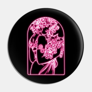 Alphonse Mucha rose Neon Pin