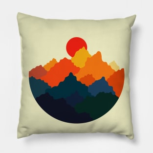 Minimalist Abstract Nature Art #42 Warm, Vibrant and Mountains Pillow