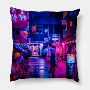 Tokyo Street Neon Synthwave Pillow