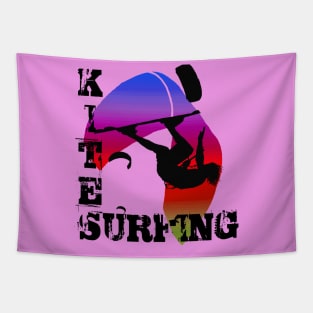 Kite Surfing WIth Freestyle Kitesurfer And Kite 4 Tapestry