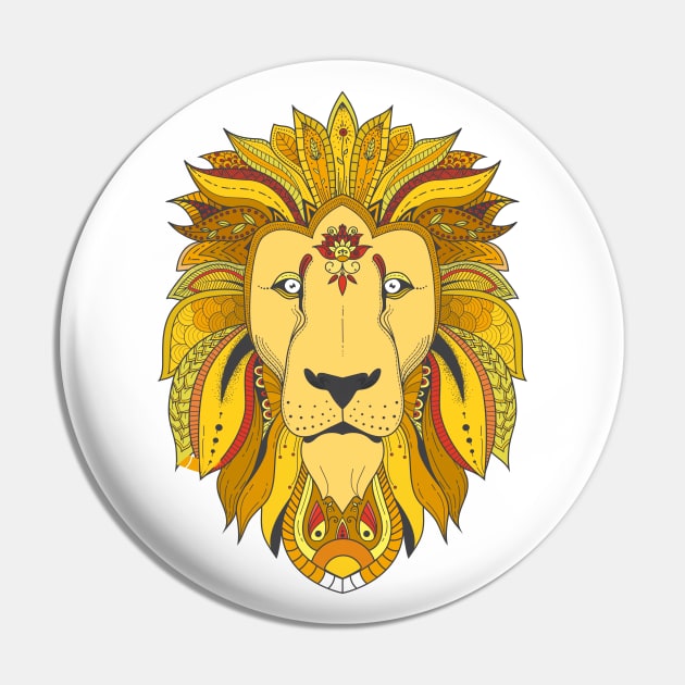 Lion Pattern Design Artwork Pin by Utopia Shop