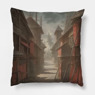 Faerunian Alley in a Large City Pillow