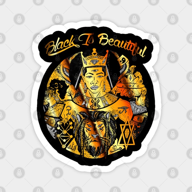 Gold and Black King Wise King Black Is Beautiful Magnet by kenallouis
