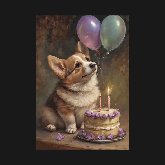 Welsh Corgi Birthday Party Card by candiscamera