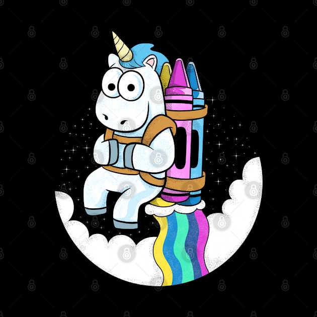 Cute Unicorn rocket rainbow crayon by daizzy