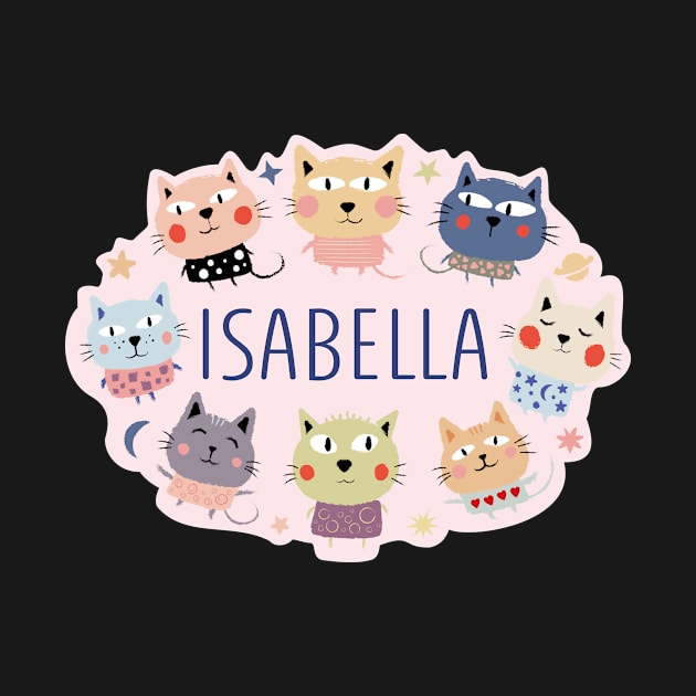 Isabella name with cartoon cats by WildMeART