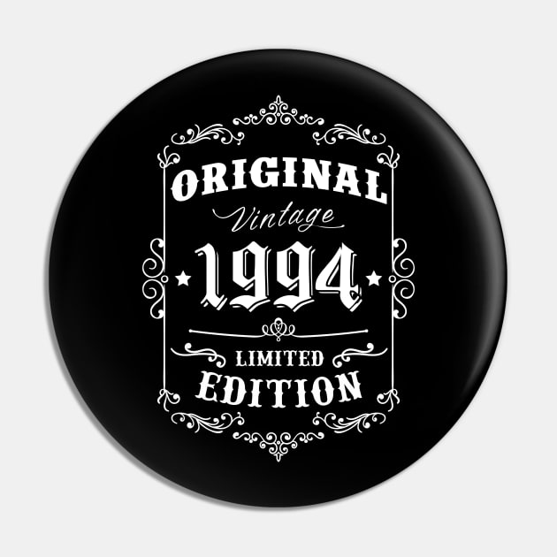 Born in 1994, 25th Birthday Retro Style Vintage Design Gift Pin by PugSwagClothing