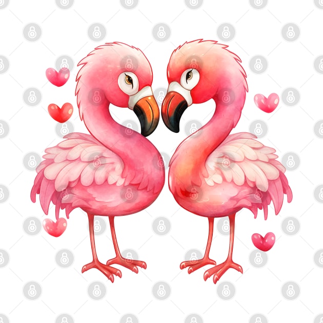 Valentine Flamingo Couple by Chromatic Fusion Studio