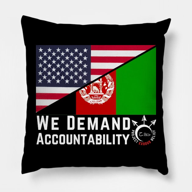 PER 52 white text DEMAND ACCOUNTABILITY Pillow by Pro Exodus Relief 