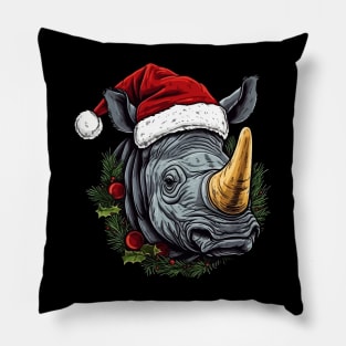 Rhinoceros Christmas Pillow