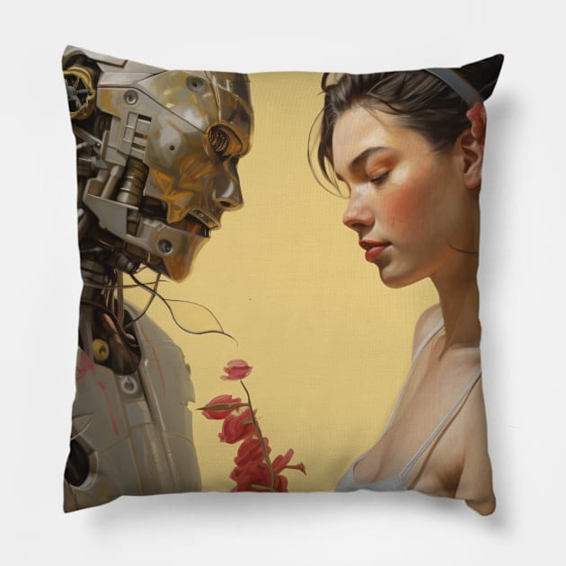 A robot in love with a girl. Pillow by TotallyPhilip