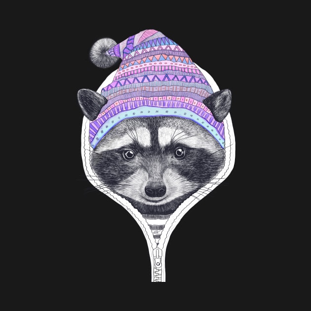 Raccoon in a hood by kodamorkovkart