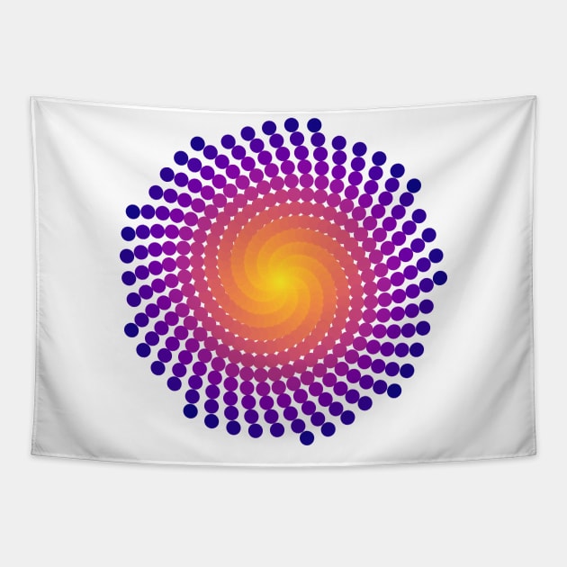 Whirlpool Spiral | Dark Sunset Yellow Red Blue Tapestry by aRtVerse