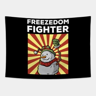 Vintage Snowman Freezedom Fighter Pun Resist Revolution Tapestry