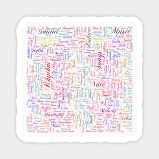 Melody Music Orchestra Silhouette Shape Text Word Cloud Magnet