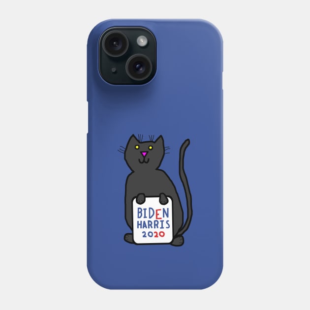 Small Cat with Biden Harris Sign Phone Case by ellenhenryart