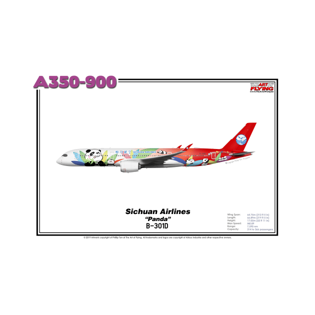 Airbus A350-900 - Sichuan Airlines "Panda" (Art Print) by TheArtofFlying