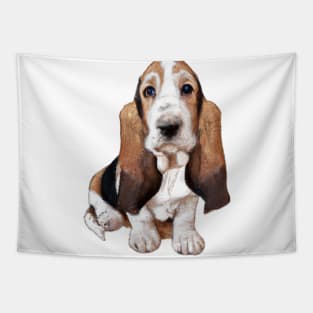 Cute Basset Hound Drawing Tapestry