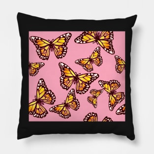 Monarch butterfly with pink Pillow