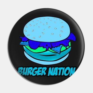 Burger Nation Tee - Blue/Green Pin