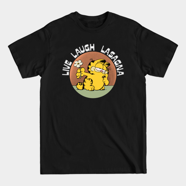 Live Laugh Lasagna / Vintage Look Aesthetic Meme Design - Garfield - T-Shirt