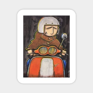 Retro Scooter, Classic Scooter, Scooterist, Scootering, Scooter Rider, Mod Art Magnet