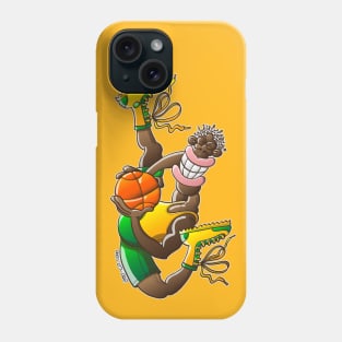 Basketball player performing acrobatic jump Phone Case