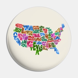 Colorful and Typographic USA Map Pin