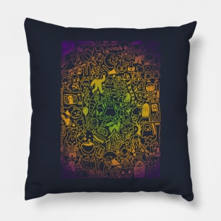 Halloween Doodle (circular gradient) Pillow