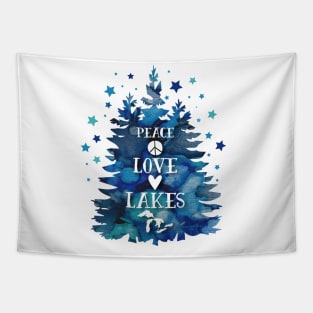 Great Lakes - Peace Love Lakes Heart and Starry Night Original Art Tapestry