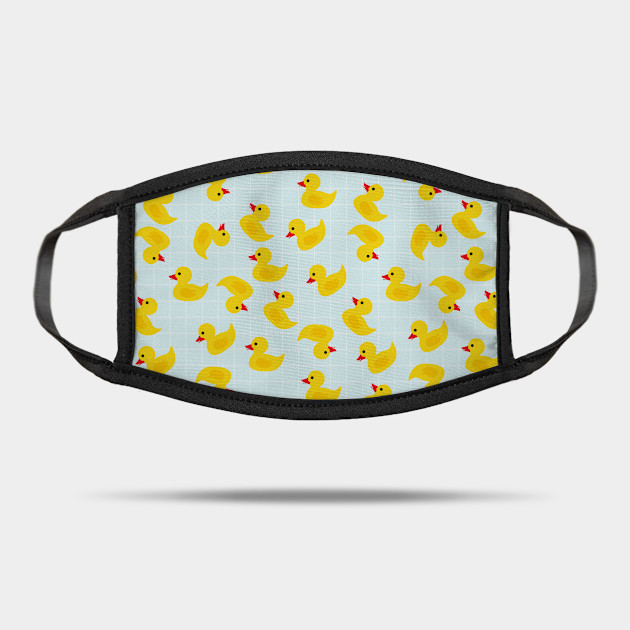Cute Rubber Duck On Blue Background Rubber Duck Pattern Mask