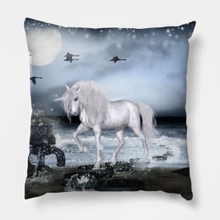 Wonderful unicorn on the beach Pillow