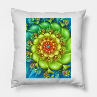 Colourful Fractal Spiral Pillow