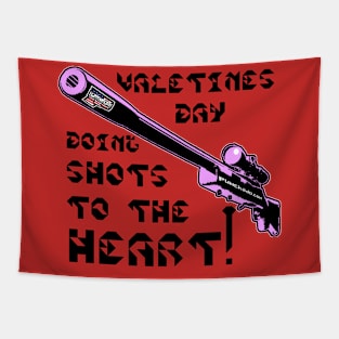 Valentines Day Doing Shots To The HEART! v. Code Pink Blk Text Tapestry