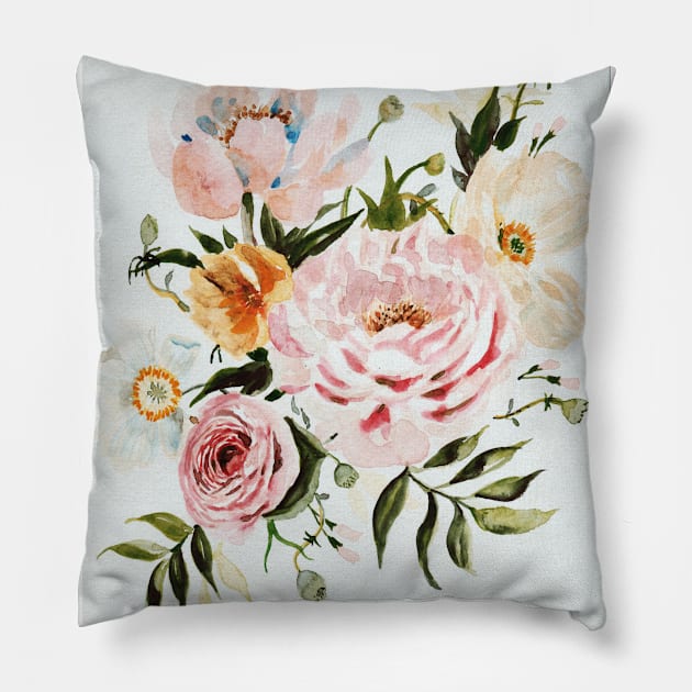 Loose Roses and Poppies Pillow by ShealeenLouise