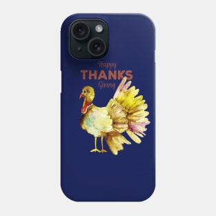 happy thanksgiving  watercolor turkey Phone Case