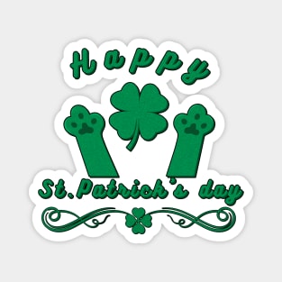 st. patricks day with paw cat - green cute Magnet