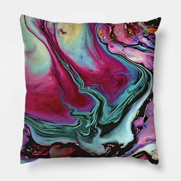 Colorful abstract marble Pillow by CatyArte