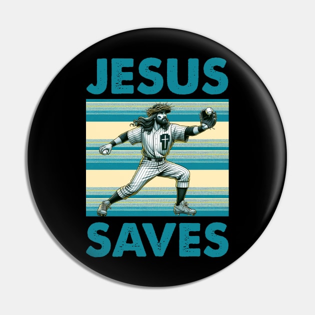 Baseball Jesus Saves Vintage Pin by Che Tam CHIPS