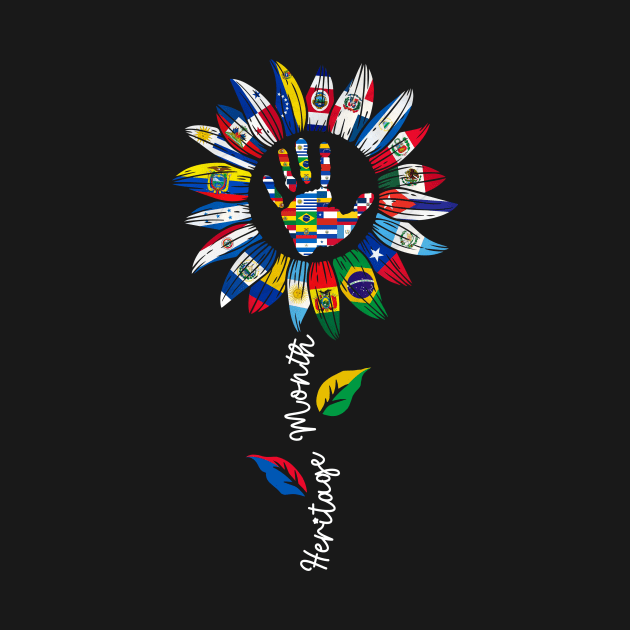 All Countries Flags Sunflower Hispanic Heritage Month by antrazdixonlda