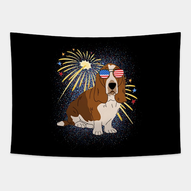 Cool Dog USA flag Patriotic 4th July independence day coolest shirt for july forth Tapestry by BoogieCreates