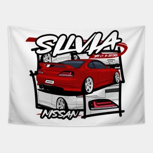 Red Nissasn Silvia S15, JDM Car Tapestry