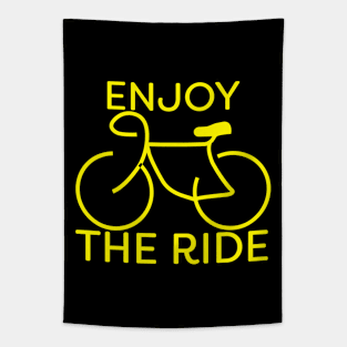 Enjoy The Ride Bike Yellow Cyclist Gift Tapestry