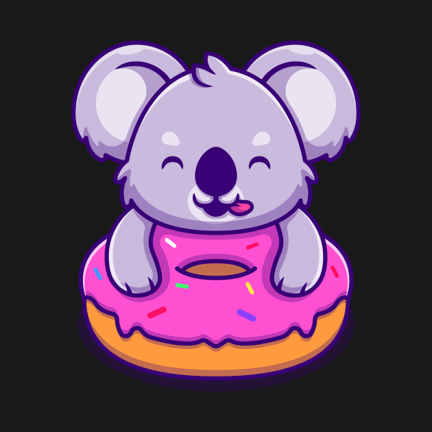 Cute Koala Holding Doughnut Cartoon by Catalyst Labs