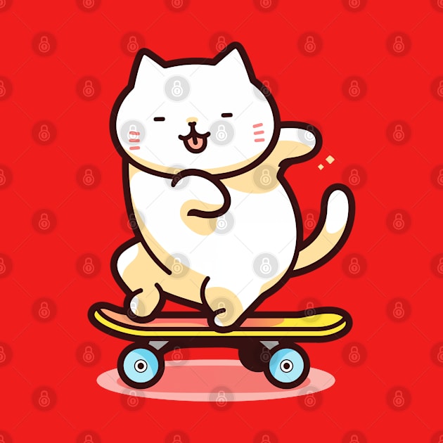 Funny and Cute Cat on Skateboard by Shinzomaru 